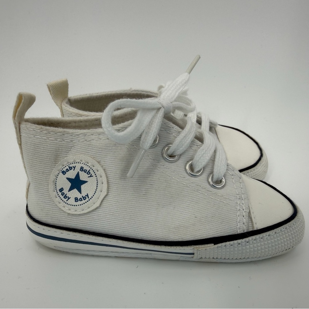 White Canvas High-Top Baby Shoes